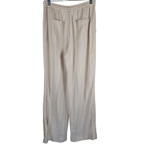 Zara Lyocell Viscose Blend Tan Summer Vacation Wide Leg Women's Pants M - Picture 2 of 4